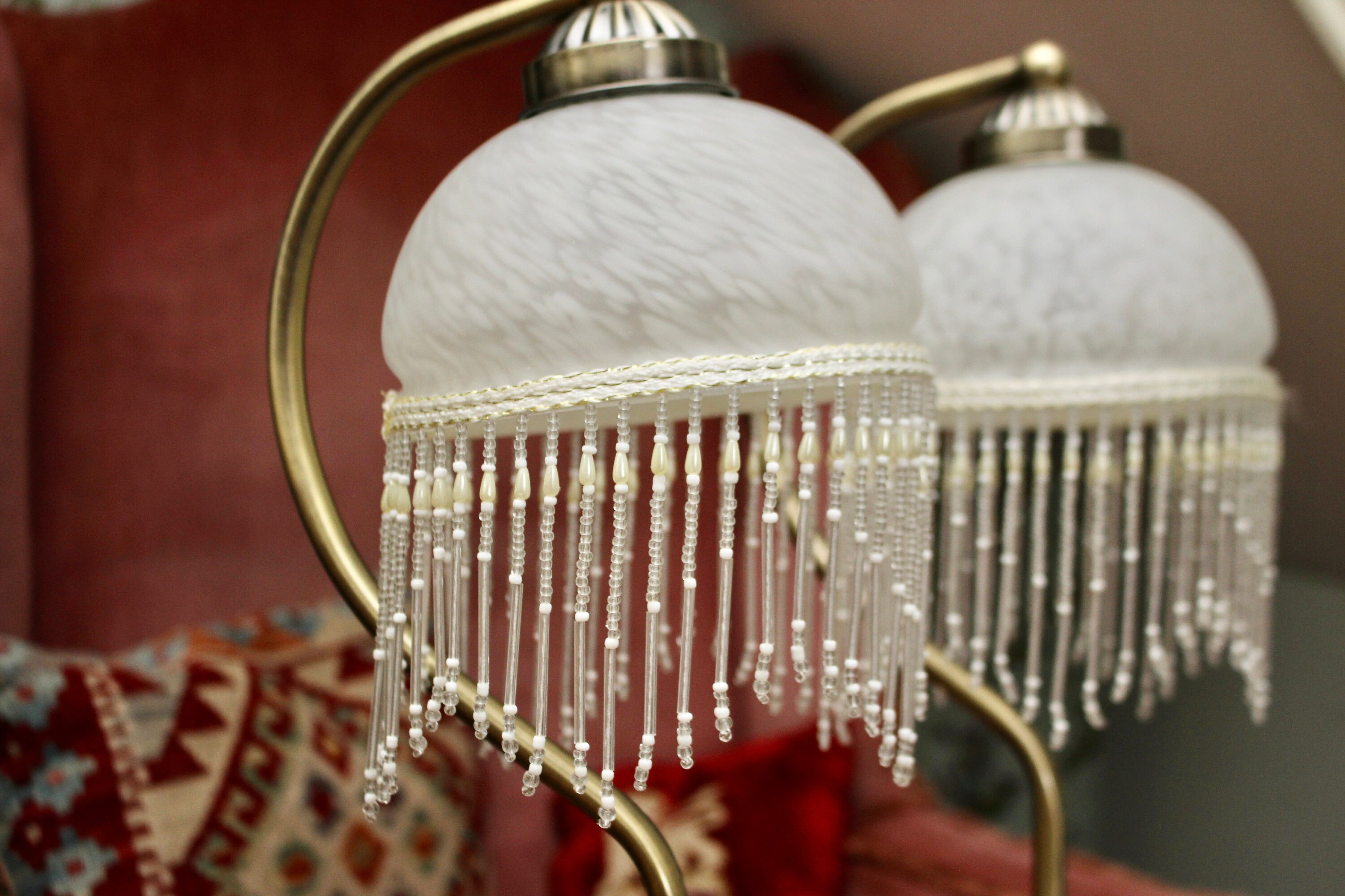 A Lovely Pair of Late C20th Art Deco Style Brass & Glass Touch Lamps Etsy UK