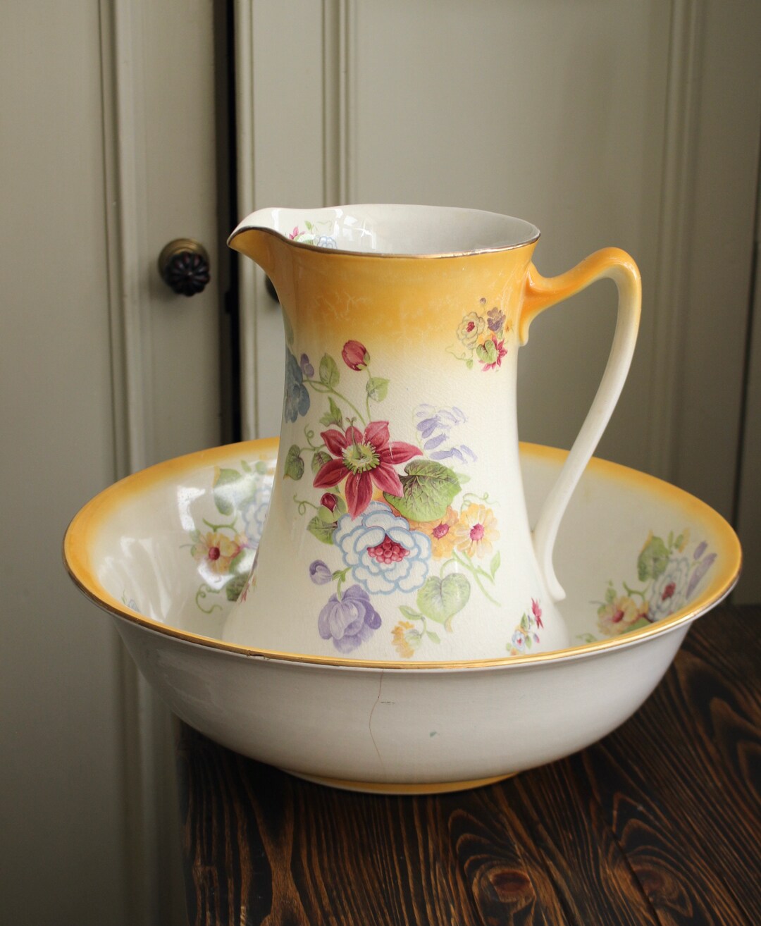 A Charming Antique Jug and Bowl Set for Display Etsy