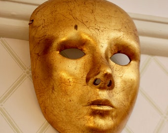 Maschera Carnevale Veneziana in Ceramica Dorata