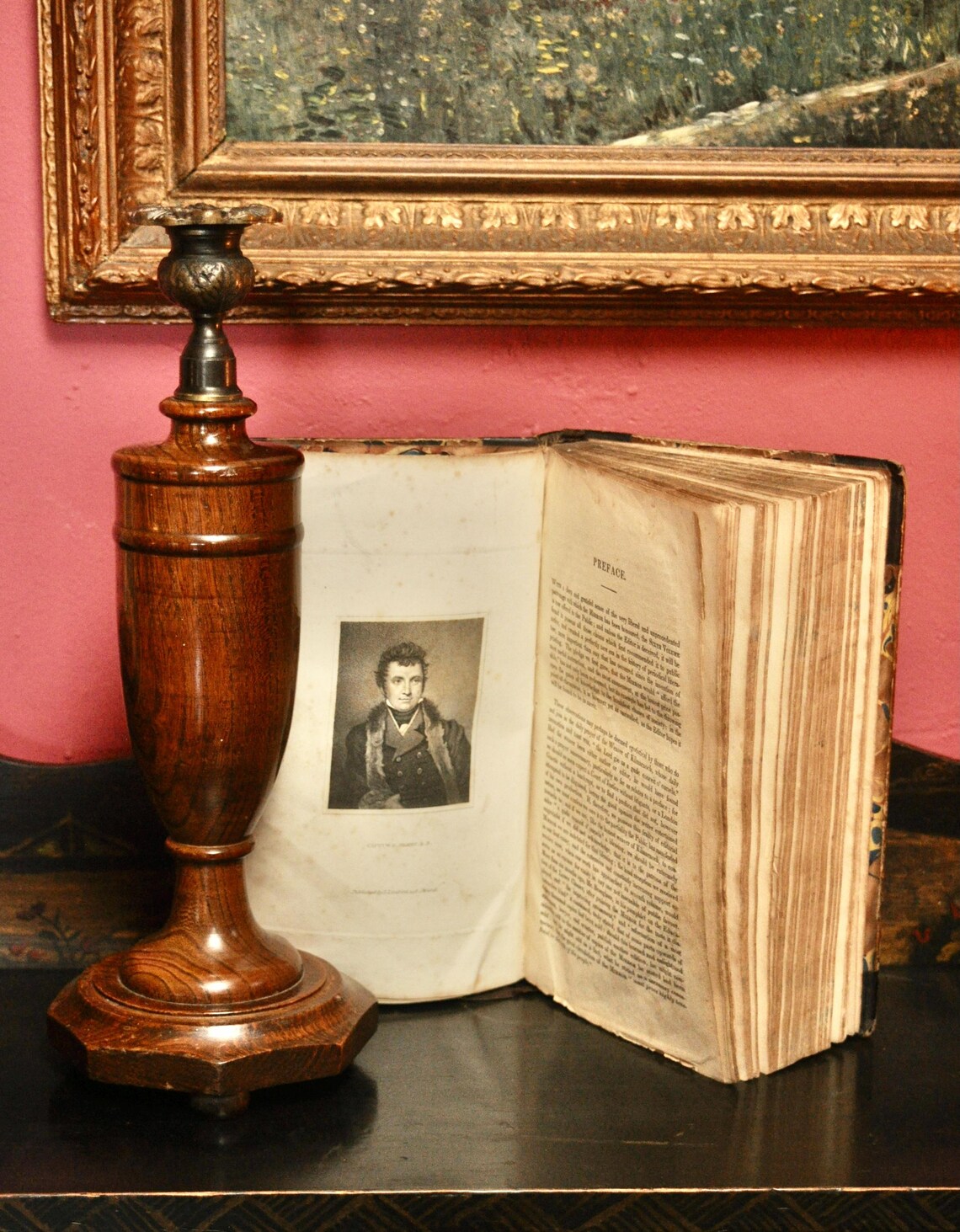 Antique 1825 Leather Bound Book - The Mirror Vol VI - Regency Library Decor, Marbled Boards, Gold Tooled Spine, Period Gift, photo 3 of 5