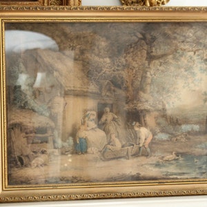 G MORLAND, The Happy Cottagers, c18th Coloured Mezzotint 1793 Joseph Grozer