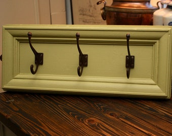 A Smart C19th Victorian Wood Panel Coat Rack in Little Greene 'Boxington'