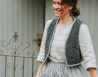 Mellow Vest Knitted Vest PDF Boucle Women's XS - 4XL Knitting Pattern German