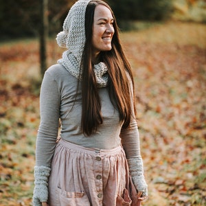 fallen leaves hood GERMAN / GERMAN instructions ladies hooded scarf knitting pattern