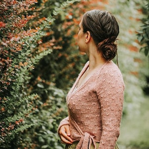 Knitting pattern for a wrap jacket with wildflowers, sizes XS - 4XL, PDF, German instructions