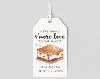 EDITABLE baby shower gift tags, s&#39;more love favors