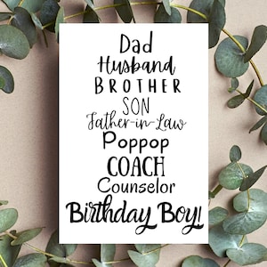 Carte d’anniversaire MODIFIABLE pour père, fils, beau-père