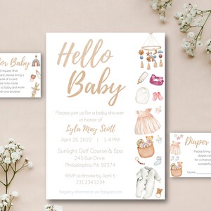 Baby Shower BUNDLE, Baby Shower Invitation, Book for Baby, Diaper Raffle, Printable, Digital Download, Custom Personalization Included
