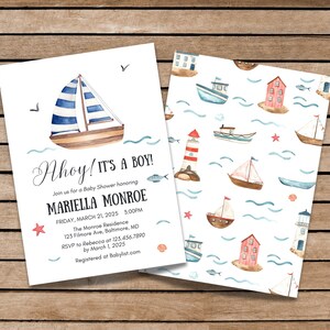 Ahoy It&#39;s a Boy, Nautical Baby Shower Invitation, Baby Boy Shower, Template
