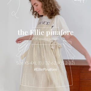 Ellie pinafore PDF sewing pattern | Whimsical apron dress with bows | Sizes XS-4XL | Beginner friendly