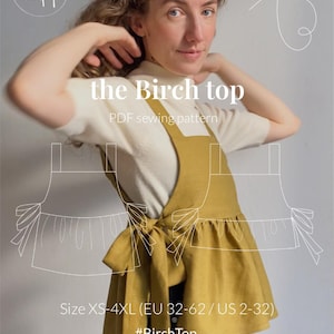 Birch top PDF sewing pattern | Whimsical layering top with bows and ruffles | Size inclusive XS-4XL | Beginner friendly