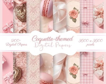 Coquette digitale papieren bundel | Valentijn | Pastelkleurige plakboekpapieren (directe download)