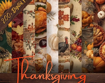 Digitale papierset herfst Thanksgiving | 200+ herfstoogstpatronen (digitale download)