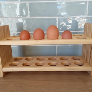 Wooden Egg Rack, Holds 24 or 12 Eggs, Danish Oil Finish