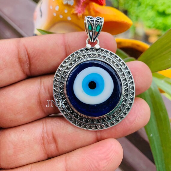 Blue Evil Eye Pendant 925 Sterling Silver Antique Evil Jewelry Pendant Evil Eye Protection Pendant Handmade Pendant Jewelry For Gifts