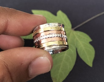 Sterling Silver Spinner Ring: Handmade Designer Statement Ring