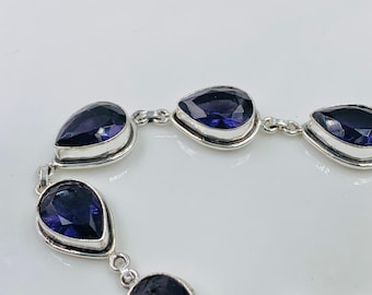 Handmade Amethyst Bracelet: 925 Sterling Silver Boho Jewelry