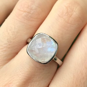 Stackable Ring Faceted Moonstone Sterling Silver Stackable Ring Faceted Moonstone Sterling Silver