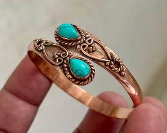 Velma Trujillo Navajo Artist Stamped Copper Cuff Bracelet, Signed