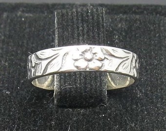 Bague fleur en argent massif 925, alliance florale en argent sterling, bague, alliance, anneau à superposer, bague à motif floral simple pour elle