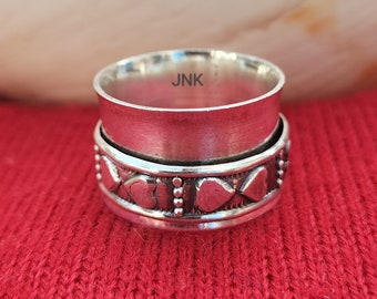 Sterling Silver 925 thick wide band ring/ chunky fidget meditation ring/ Birthday gift/ best gift for her/ unique gift/ Anniversary ring