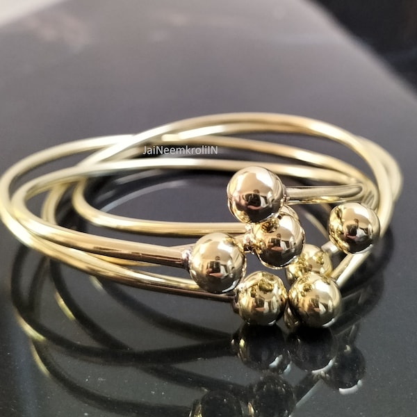 Thick Brass Bangles - Set of 5 - West Indian Boho Style