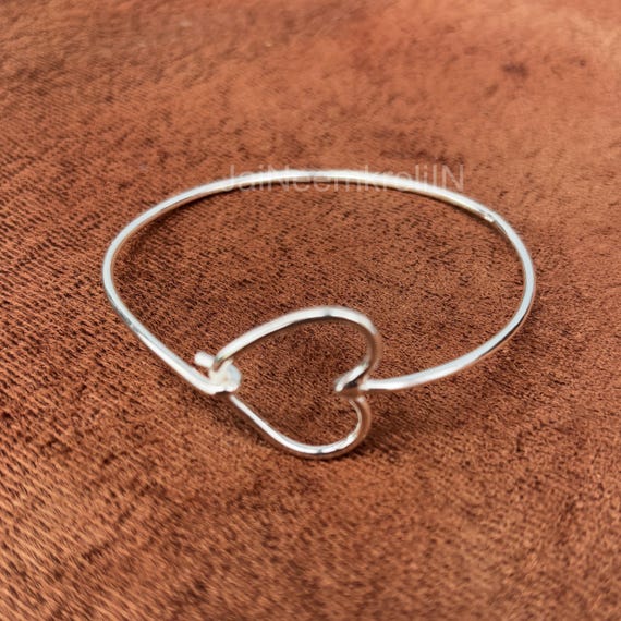 専用　SILVER925 HEART DESIGN BANGLE/シルバー Handmade Sterling Silver Heart Bangle: Hammered Wire Design - Etsy