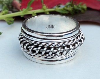 925 Sterling Silver Spinner Ring/ Unique-Chunky fidget Meditation Ring Gift/ Sublime Birthday gift/ Best gift for Her/ Anniversary Ring