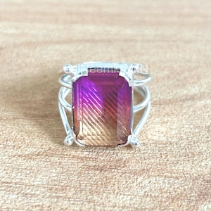 Anello in argento sterling con ametrina fatto a mano: gioielli boho