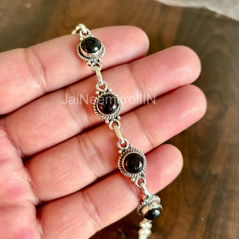 Black Onyx Multi Strand Natural Gemstone Bracelet with Arrow Charm