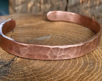 Hammered Solid Copper Bangle Bracelet, 7th Anniversary Gift