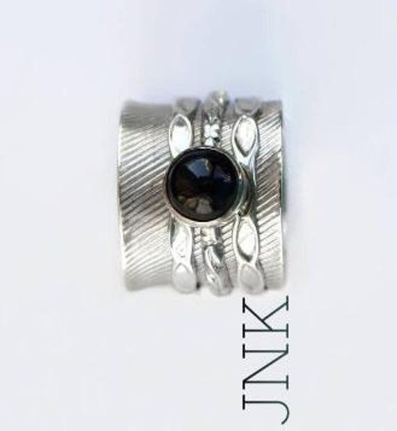 Buy Black Onyx Spinner Ring, 925 Sterling Silver, Fidget Spinner