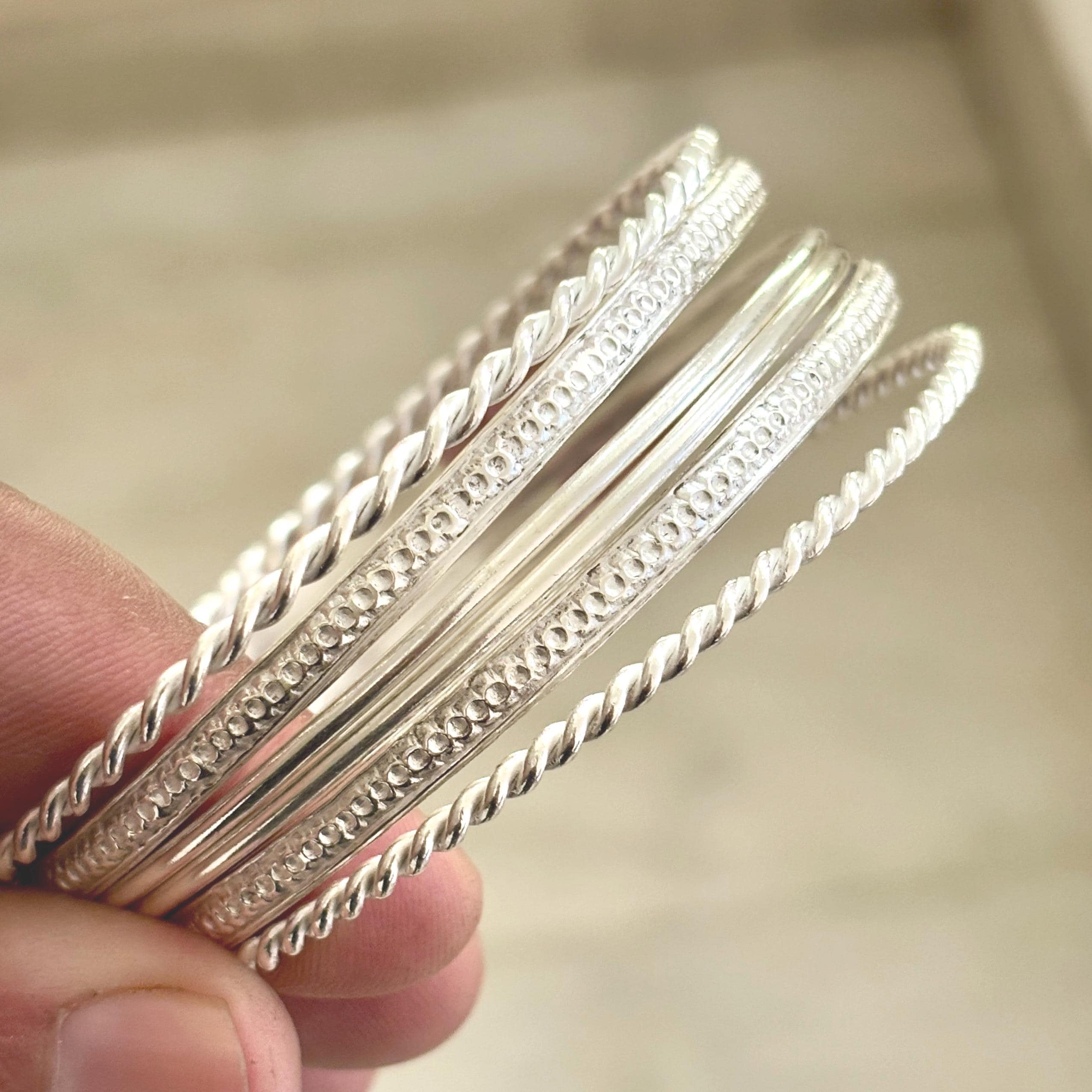 Stacking Bangles Handcrafted Sterling Silver Bangle Set – Bohemian Stacking Bangles - Etsy