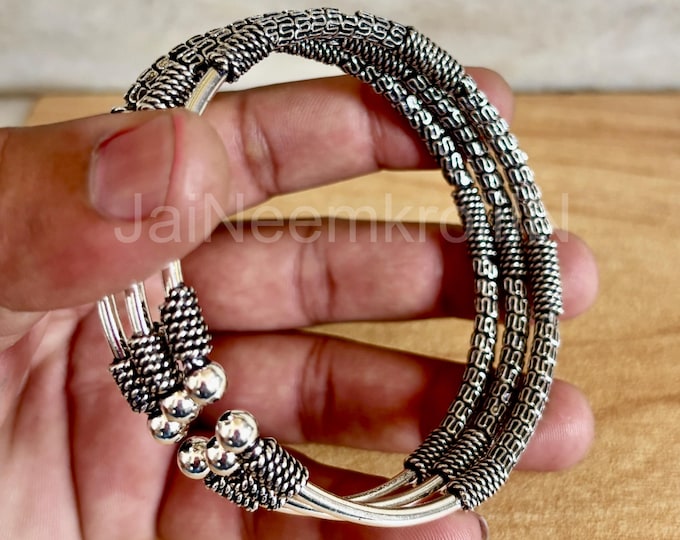 Featured listing image: Artisan Designer Stacking Ball Bangle, Set of 3 Bangles, Boho Bangles, Sterling Silver Bangle Set, Free-Shipping