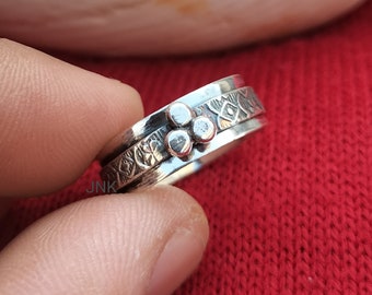 Handmade Sterling Silver Flower Spinner Ring: Anxiety Meditation Ring