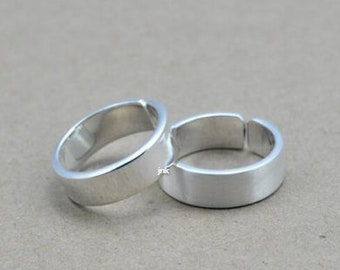 Silver Plain Wide Band Ring, Shiny Polished Wide Ring, Chunky Statement Ring, Open Adjustable Ring