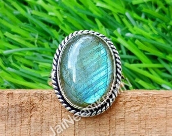 Labradorite Ring, 925 Silver Ring, Women Ring, Blue Fire Ring, Natural Labradorite, Dainty Ring, Gemstone Ring, Handmade Ring, Gift For Her