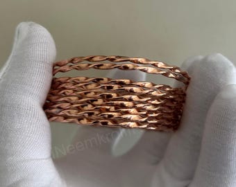 Thin Copper Bangle Bracelet | Handmade solid copper bangle| pure copper jewelry| solid copper bangle | Set of 9 Bangles | 9 Day Bangles