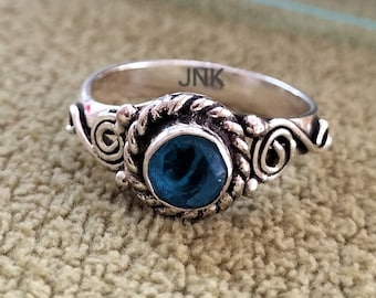 Blue Topaz Ring: Handmade 925 Sterling Silver Designer Band