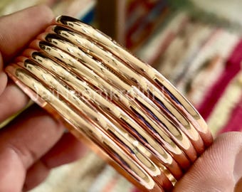 Handmade Copper Bangle Bracelet Set: Boho Hippie Jewelry