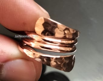 Pure Copper Wrap Ring, Arthritis Thumb Ring, Toe Ring, Finger Ring, Solid Copper Ring, Hammered Ring, Healing Jewelry, Copper Jewelry