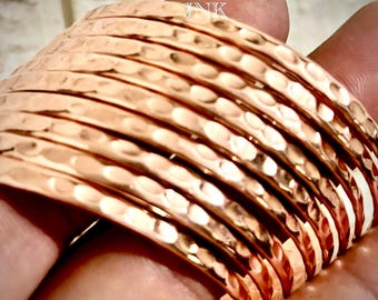 Hammered Copper Bangle Bracelet Set: Boho Stacking Jewelry