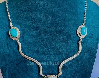 Handgemaakte turquoise ketting: sterlingzilveren zuidwestelijke sieraden