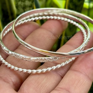 Designerset van 3 armbanden, 925 sterlingzilveren armband, stapelarmband, Semanario-armbanden, handgemaakte armbanden, gratis verzending