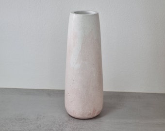 large vase in white concrete and pink gradient