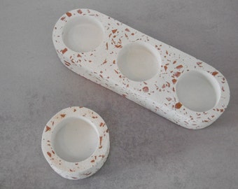 concrete and terrazzo candle holders / candle holders