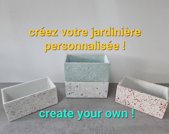 pot / pot holder / storage compartment / rectangular concrete planter to personalize