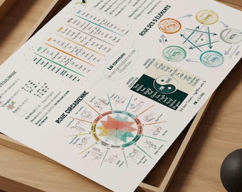 Kinesiology Wall Art Print in French, Five Elements Poster, Chinese Medicine Gift, Acupuncture Poster, Therapy Office Decor