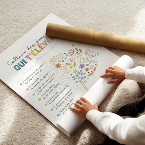 Póster de TCC, arte de psicología y salud mental, decoración de consultorios de terapia, cerebro floral para una mentalidad positiva, herramientas para trabajadores sociales