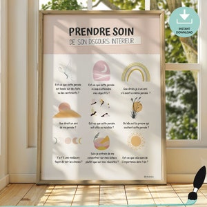 Poster sulla terapia cognitivo-comportamentale in francese - Poster stampabile sulla salute mentale - Decorazione per ufficio dello psicologo - Regalo per terapeuta